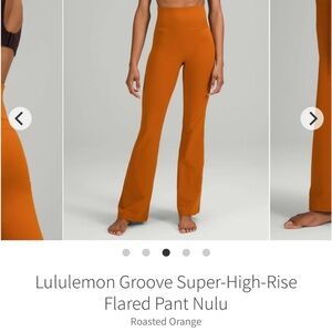 Nwt lululemon Roasted Orange super high rise groove Flare Pants Sz 12